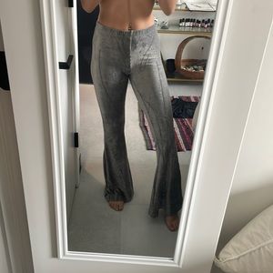 Grey Velour Flare Pants